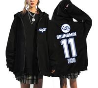 BaeKnyin SKZ STRAYK1DS Hip Hop Suelto suéter Negro para adultos-Black1-XS1
