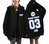 BaeKnyin SKZ STRAYK1DS Hip Hop Suelto suéter Negro para adultos-Black2-M1