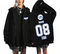 BaeKnyin SKZ STRAYK1DS Hip Hop Suelto suéter Negro para adultos-Black8-S1