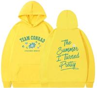 BaeKnyin Team Conrad Cousins Beach The Summer I Tunred Pretty Sudadera con Capucha de Estampado Y2K de otoño-Yellow-S1