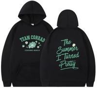 BaeKnyin Team Conrad Cousins Beach The Summer I Tunred Pretty Sudadera con Capucha de Estampado Y2K de otoño-Black-S1