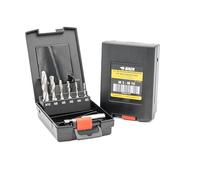 BAER Juego de machos de roscar HSSG: brocas combinadas para destornillador inalámbrico y soporte: M3 - M10, broca de bits, juego de brocas, portabrocas, herramientas, roscado