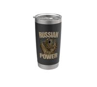 Bär Power Russland Spruch Gym Bodybuilding Russen Vaso térmico de acero inoxidable de doble pared