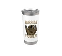 Bär Power Russland Spruch Gym Bodybuilding Russen Vaso térmico de acero inoxidable de doble pared