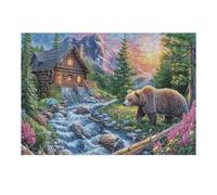 Bärenwelpe Bach Wald Wildtiere Wilde Natur Puzzle 300 Piezas para Adultos Agradable Cautivador Y Creativo Ocio Familiar Y Hobbies 300 PCS（40x28cm）