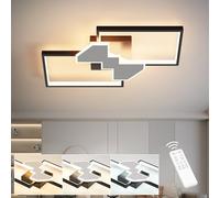 Baerolc Lampara techo salon, 32W 50cm Plafon led techo regulable 3000K-6000K, Lámpara de dormitorio negro moderna Lampara led techo cocina iluminación de techo para salón y dormitorio