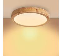 Baerolc Plafon led techo Madera, 30cm Lampara techo dormitorio 20W 3000K | Blanco Cálido Lampara led techo cocina Redondo lampara de techo para Salon/Dormitorio/Oficina/pasillo/balcón