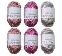 Baeroprki 6 Rollos de Hilo de Tela Metálica para Hacer Bolsos, Zapatos, Tejer y Hacer Crochet, Hilo de Camiseta Brillante de Sintético Plano