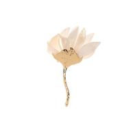 Baesics Broche para mujer de magnolia con flores de color crema, de acetato de celulosa a base de plantas, bisutería para blazers y vestidos, diseño único de plumas, ideal para regalo
