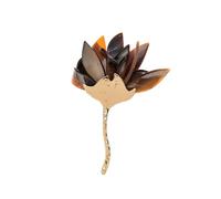 Baesics Broche para mujer, magnolia con flores marrones - Pin de acetato de celulosa a base de plantas, bisutería para blazers y vestidos, flor única pluma, ideal para regalo