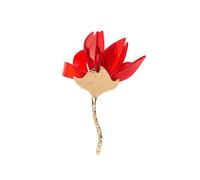 Baesics Broche para mujer magnolia con flores rojas - Pin de acetato de celulosa a base de plantas, bisutería para blazer y vestidos, flor única pluma, ideal para regalo