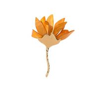 Baesics Broche para mujer, magnolia, flores, mostaza, de acetato de celulosa a base de plantas, bisutería para blazers y vestidos, diseño único de plumas, ideal para regalo