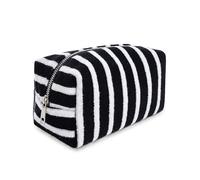 Baesics Neceser de maquillaje para mujer, 20 cm, a rayas, bolsa de maquillaje con cremallera para maquillaje e higiene, neceser para viaje, bolso y cesta, negro-blanco, Rayas