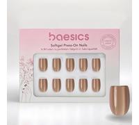 Baesics Softgel Press On Nails - 32 clavos adhesivos en 16 tamaños, flexibles y reutilizables, sin luz UV para casa, bodas, festivales, uso diario