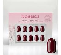 Baesics Softgel Press On Nails Weintot Round - 32 clavos adhesivos en 16 tamaños, flexibles y reutilizables, uñas artificiales sin luz UV para el hogar, bodas, festivales, uso diario
