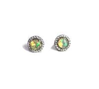 BAFAFA Pendientes de ópalo Natural Real, Plata de Ley 925, ópalo de 5mm, joyería fina for mujer, fiesta de compromiso de boda