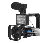 BAFEIYA Cámara de vídeo Vlogging Cámara Grabadora Cámaras Digitales de 56MP for fotografía Videocámara 4K Webcam Vlog Set 18X Zoom Digital Visión Nocturna Grabadora de Video(128G SD Card)
