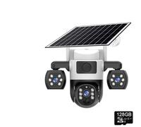 BAFEIYA WiFi Security Cameras 3 Lens 3 Screen 10X Zoom Solar Outdoor Camera Waterproof Night Vision CCTV Security Protection(WiFi Camera 128G)
