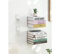 Baffect estanteria libros pared, juego de 4 estanterías montadas con perforación oculta, organizadores de libros de metal resistente para dormitorio (blanco)