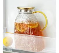 Baffect Jarra Agua Cristal, 1.8L/63oz Jarra de Agua de Vidrio Borosilicato con Tapa de Acero Inoxidable, para Nevera, Ideal para Bebidas Frías y Calientes (Textura Glaciar)