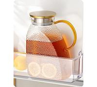 Baffect Jarra de Agua de Vidrio de Borosilicato Alto con Tapa de Acero Inoxidable, Resistente al Calor y al Frío, 1.8 L/63 oz.