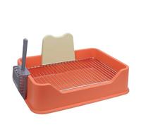 Baffle Rack de acero inoxidable antisalpicaduras Kitty Litter Box Cat Inodoro Kitty Litter Bandeja Box Cat Litter Cat Litter Enclosure para gatos pequeños medianos Cat Box con gato (naranja)