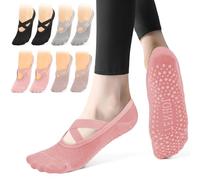 Bafiwu 4 Pares Calcetines Pilates Antideslizantes,Mujer Transpirables Yoga Antideslizantes Calcetines para Pilates Reformer Pilates, Yoga, Ballet, Danza 35-40 (4 colors)