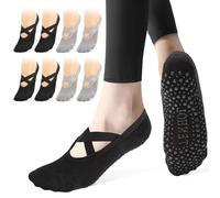 Bafiwu 4 Pares Calcetines Pilates Antideslizantes,Mujer Transpirables Yoga Antideslizantes Calcetines para Pilates Reformer Pilates, Yoga, Ballet, Danza 35-40