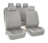 BAFLY 9 Piezas Cuero Funda Asiento Coche para Nissan Patrol GR Y61 1997-2004, Funda Asiento Coche 9 Piezas Impermeables Delanteros y Traseros Cubreasientos,Grey