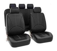 BAFLY 9 Piezas Cuero Funda Asiento Coche para Nissan Patrol GR Y61 1997-2004, Funda Asiento Coche 9 Piezas Impermeables Delanteros y Traseros Cubreasientos,Black