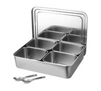 Bafnsiji 4, Seasoning Container Set, Caja de condimento de Acero Inoxidable con Tapa y Bandeja Titular, Gran Curry Cocina Especias Tiffin Caja de Lata, Indio Masala Caja Organizador Conjunto