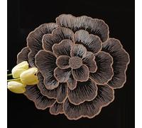 Bafnsiji 6 Manteles Individuales Negros Redondos de Vinilo Prensado Manteles Reutilizables con Diseño de Flor Negra para Boda, Cena o Fiesta