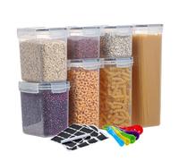 Bafnsiji 7 Piezas de Contenedores de Almacenamiento de Alimentos Herméticos con Tapas, Contenedores de Despensa Herméticos, Botes de Plástico a Prueba de Fugas para Cereal, Harina y Azúcar