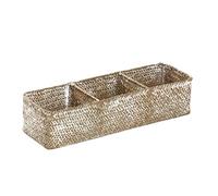 Bafnsiji B, Cesta de Mimbre con 3 Compartimentos, Cesta de Almacenamiento de Algas Marinas, cestas Tejidas para organizar, Cesta de Tanque de Inodoro, Cesta de Almacenamiento Tejida