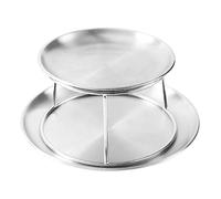 Bafnsiji Bandeja Redonda de Acero Inoxidable de 2 Pisos, Bandeja de Acero Inoxidable para marisco, Plato para ostras, Expositor para Comida de Cocina, Juego de bandejas para Comida de Fiesta