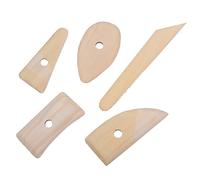 Bafnsiji Herramienta de moldeo de cerámica de 5 Piezas, Costilla de alfareros de Madera, Kit de artesanías de raspador, Varilla de cerámica Multiusos, Herramientas de cerámica de Madera