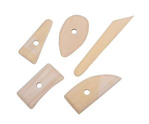 Bafnsiji Herramienta de moldeo de cerámica de 5 Piezas, Costilla de alfareros de Madera, Kit de artesanías de raspador, Varilla de cerámica Multiusos, Herramientas de cerámica de Madera