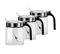 Bafnsiji Juego de 3 frascos de Vidrio para condimentos y Especias, envases para azúcar y Sal, frascos para Especias con Tapa y Cuchara, frascos de Vidrio Transparentes para condimentos, 10 oz/300 ml