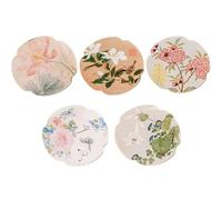 Bafnsiji Juego de 5 Posavasos Florales, Posavasos Redondos Resistentes al Calor, Protectores Decorativos para Mesa para Decoración del Hogar, Posavasos Absorbentes para Vasos, Diámetro de 9,2 cm