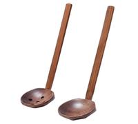Bafnsiji Juego de Cuchara de Madera para Sopa y Colador, Cuchara de Mango Largo y Espumadera de 5 Agujeros para Cocinar