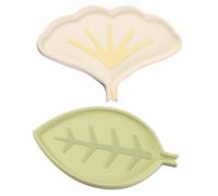 Bafnsiji Juego de Soportes para Jabón, Bandeja para Jabón en Forma de Hoja, Plato de Jabón de Silicona, Plato de Jabón Ginkgo Biloba con Drenaje, Plato de Jabón con Drenaje de Silicona