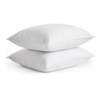 Bafode Juego de 2 almohadas de plumas de ganso, almohadas de cama suaves de tamaño estándar, 100 % algodón suave, almohada de cama para dormir de espalda, boca abajo o de lado