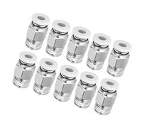 BAFOVY 10 Piezas de Accesorios Neumáticos Rectos, Hilo M10, Accesorios de Impresora 3D, Hecho de Cobre Placado para Durabilidad y Longevidad, Asegurando una Larga Vida útil. Plateado Recto