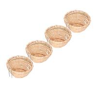 BAFOVY 4 Nidos de Pájaros de Bambú Casa de Pájaros Tejida Hecha a Mano con Gancho 10,5 X 5, Cm Refugio de Descanso para Cría Colgante para Loros Pequeños Canarios Jaula de Cacatúas Jardín