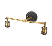 BAFOVY Aplique de Pared E27, Aplique Vintage de Hierro, Doble Cabezal AC85 a 265 V, 2 Bases E27, 41 Cm de Ancho, Acabado en Bronce, Fácil Instalación para Sala de Estar, Dormitorio, Pasillo, Cocina,