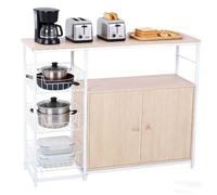 BAFOVY Armario de Cocina con Cestas Ventiladas, Superficie Amplia, para | Estante para Microondas de Tablero de Densidad y Marco Metálico, con Cesta Organizadora para Frutas y Verduras frescas.