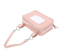BAFOVY Bolso para Pañales, Bolso para Pañales de Cuero PU con Dispensador de Toallitas, Correa Ajustable, Cierre a Presión, 23 X 15,5 X 7 Cm, para Cochecito, Viajes, Padres Al Aire (PINK)
