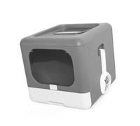 BAFOVY Caja de de Gato Plegable, Inodoro Portátil Portátil Grande con Bandeja de Cajón, Tapa a Prueba de Olores, Cucharada, Entrada Doble y Salida para Gatos Pequeños y Grandes, Amplio Diseño de