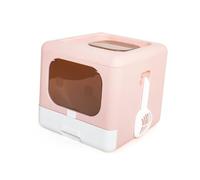 BAFOVY Caja de de Gato Plegable, Inodoro Portátil Portátil Grande con Bandeja de Cajón, Tapa a Prueba de Olores, Cucharada, Entrada Doble y Salida para Gatos Pequeños y Grandes, Amplio Diseño de