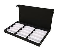 BAFOVY Caja Expositora de Gafas para 15 Pares, Organizador con Forro de Tela Blanca, Nailon y Lámina de Plástico, 32,3 x 24,9 cm